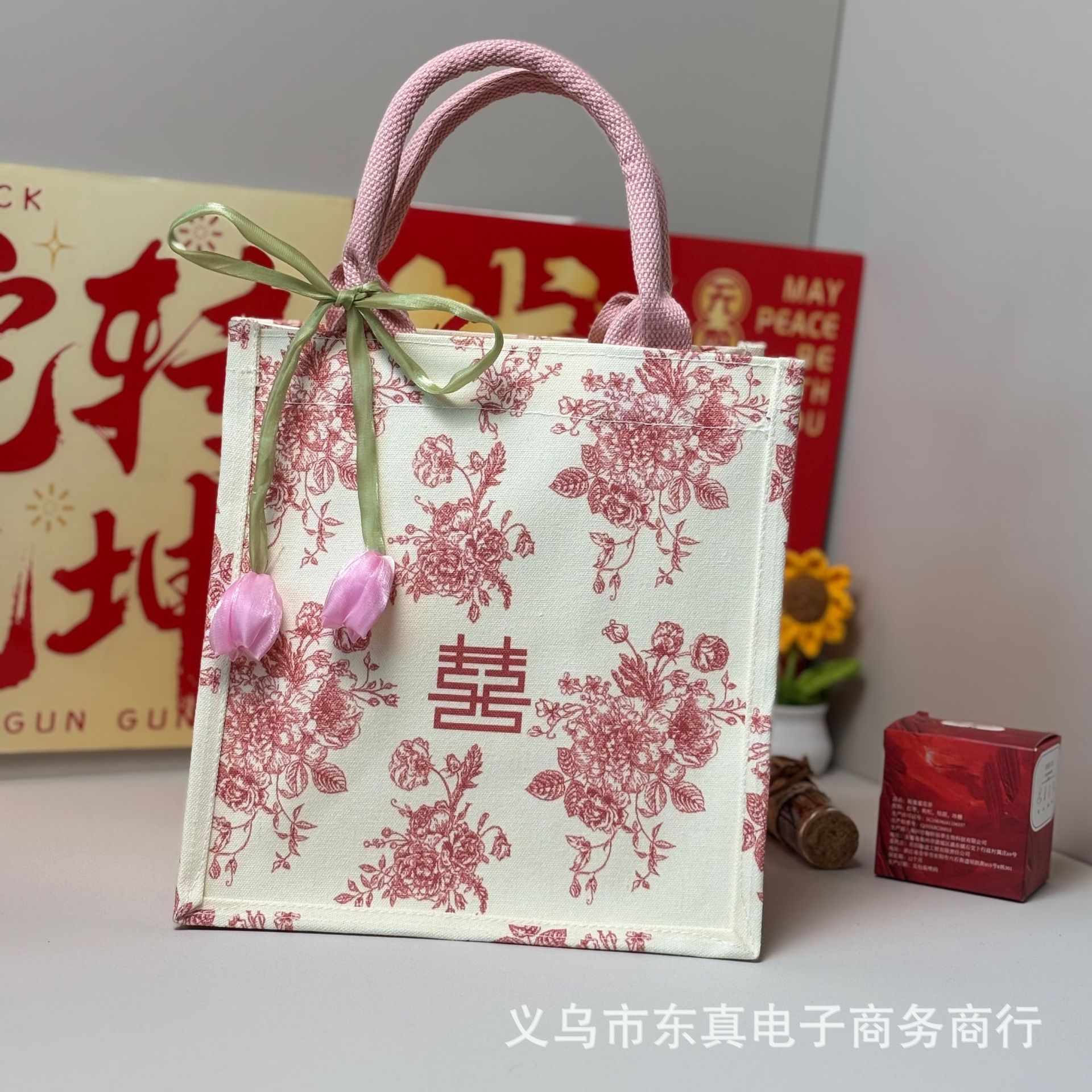 伴手礼女伴娘糖果礼品高档布艺创意婚庆包装帆布袋结婚回礼手提袋详情6