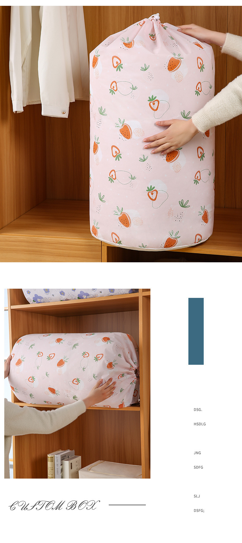 【 Chi Jia 】 Large-capacity round-bottom drawstring cotton quilt bag, multi-purpose storage bag for moving and organizing, dust-proof and moisture-proof pic 6