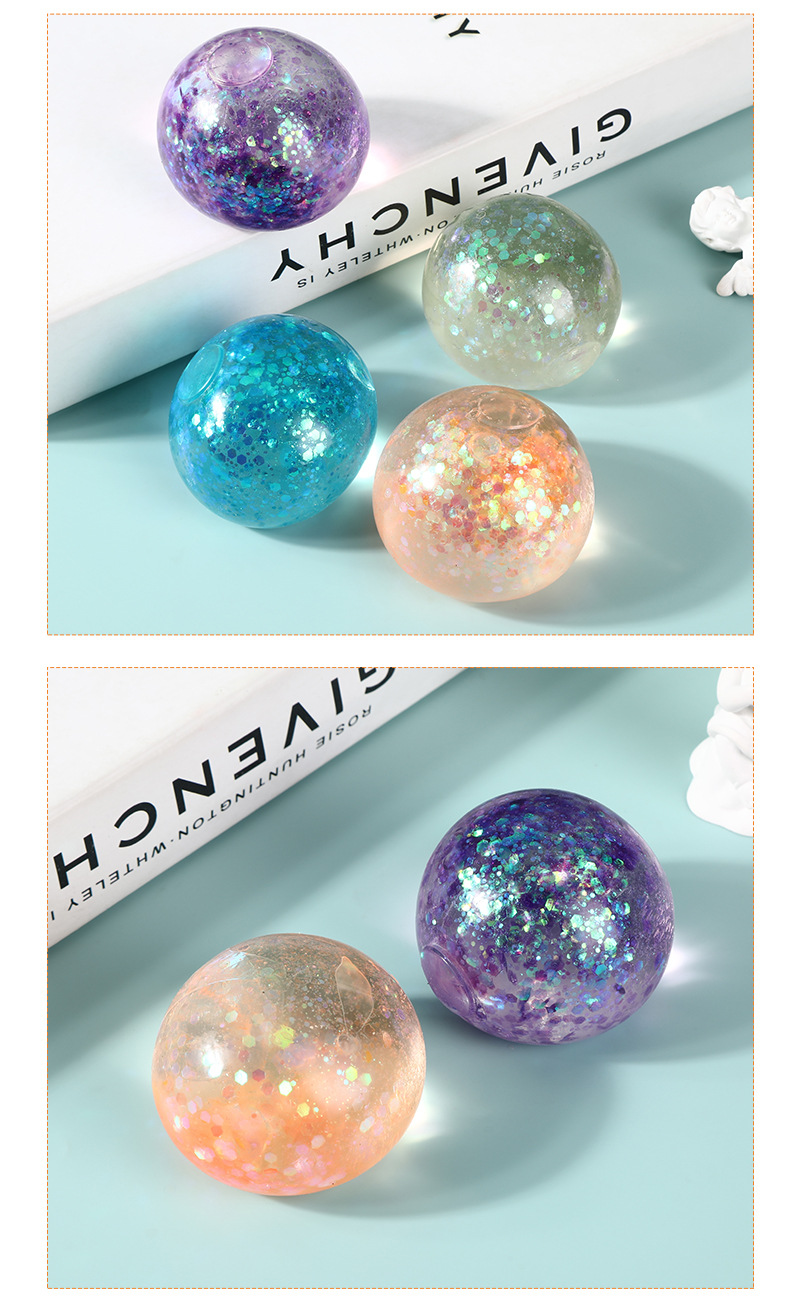 新款慢回弹减压圆球儿童新奇闪粉解压玩具夜市彩色发泄捏捏球批发详情11