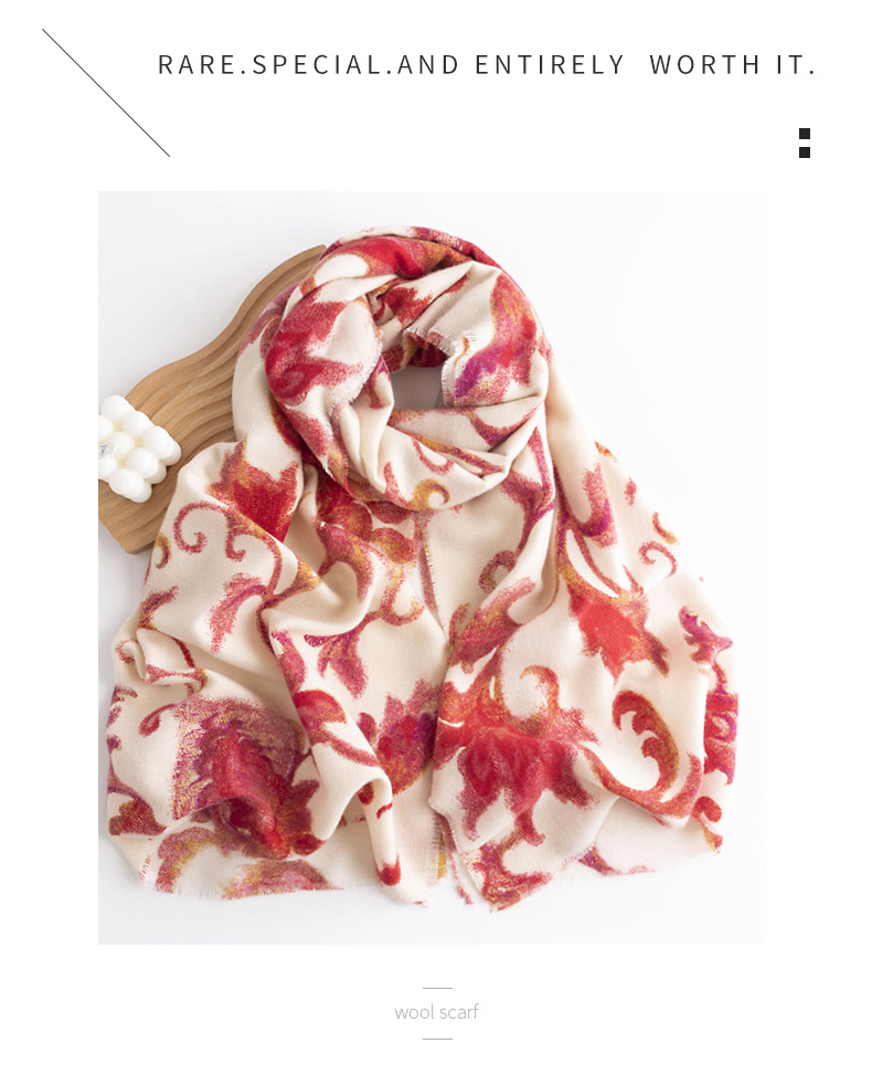 The new 2024 faux cashmere scarf, a winter floral shawl for women, and a warm scarf in the style of a national trend and elegant socialite pic 19
