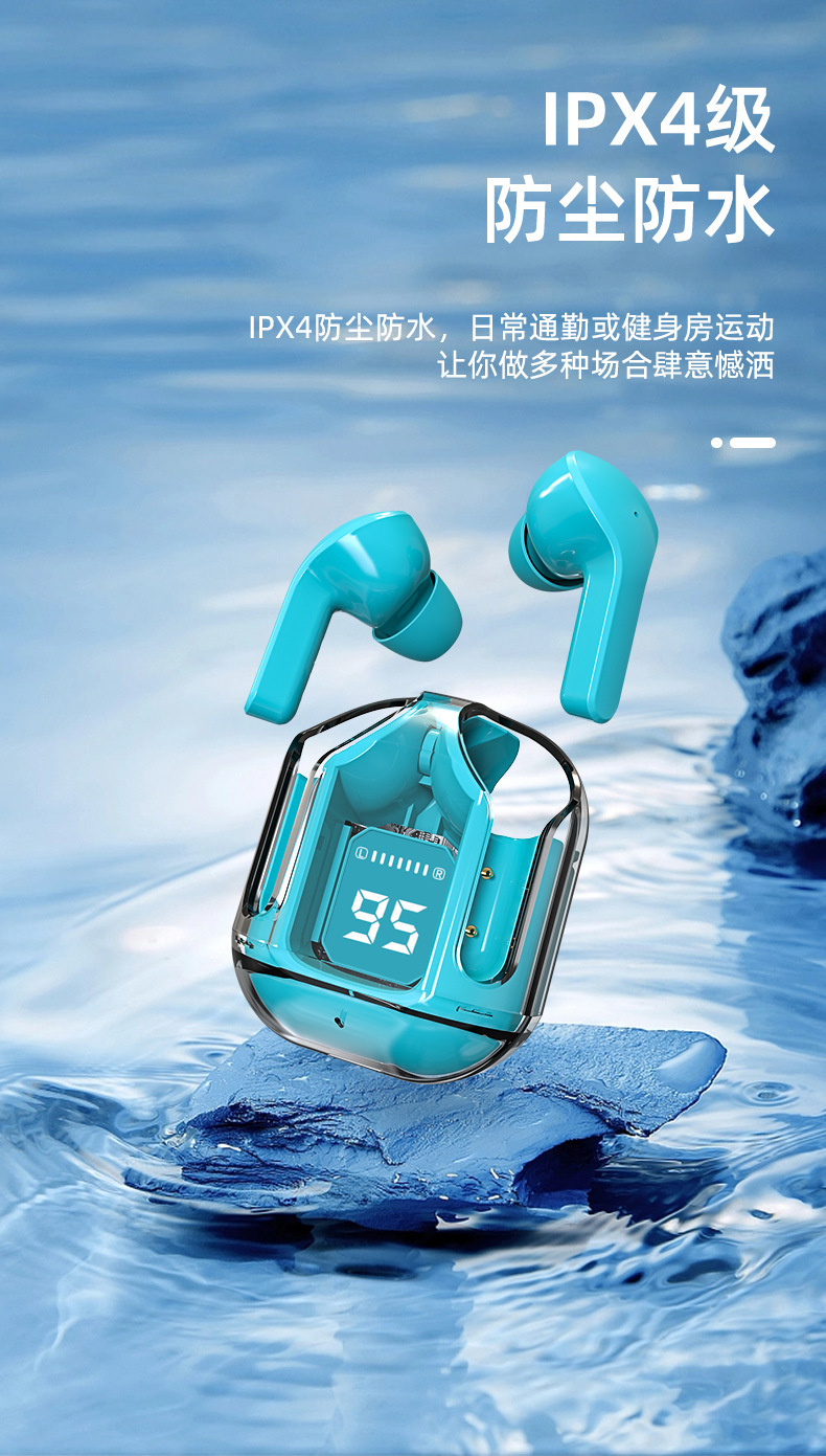The HK3 digital display TWS wireless transparent in-ear stereo Bluetooth headphones feature an ultra-long battery life and support for fast charging. This is a new portable headset pic 12