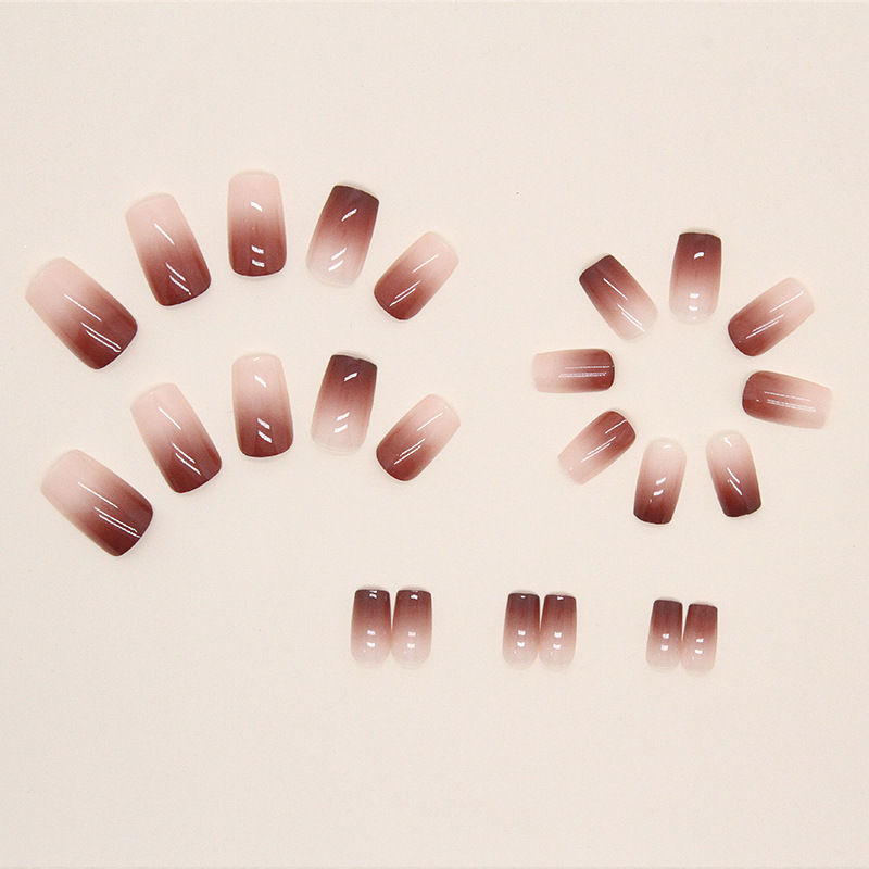 Gentle and elegant, milk coffee gradient nail art, pure desire, intellectual and fashionable nail wear, wholesale of special nail pads for nails pic 18
