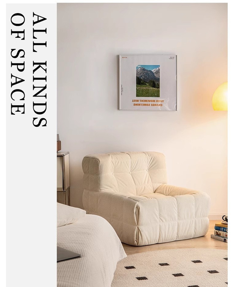 Simple velvet sofa and chair for export, fabric single sofa Sofachair, bedroom balcony tatami compression sofa pic 14