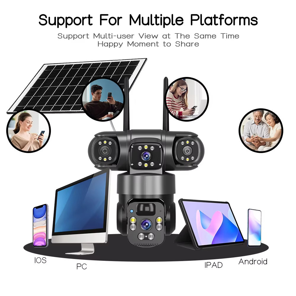 家用监控摄像头 V380Pro三镜头三画面600W像素WiFi家用监控摄像头详情10