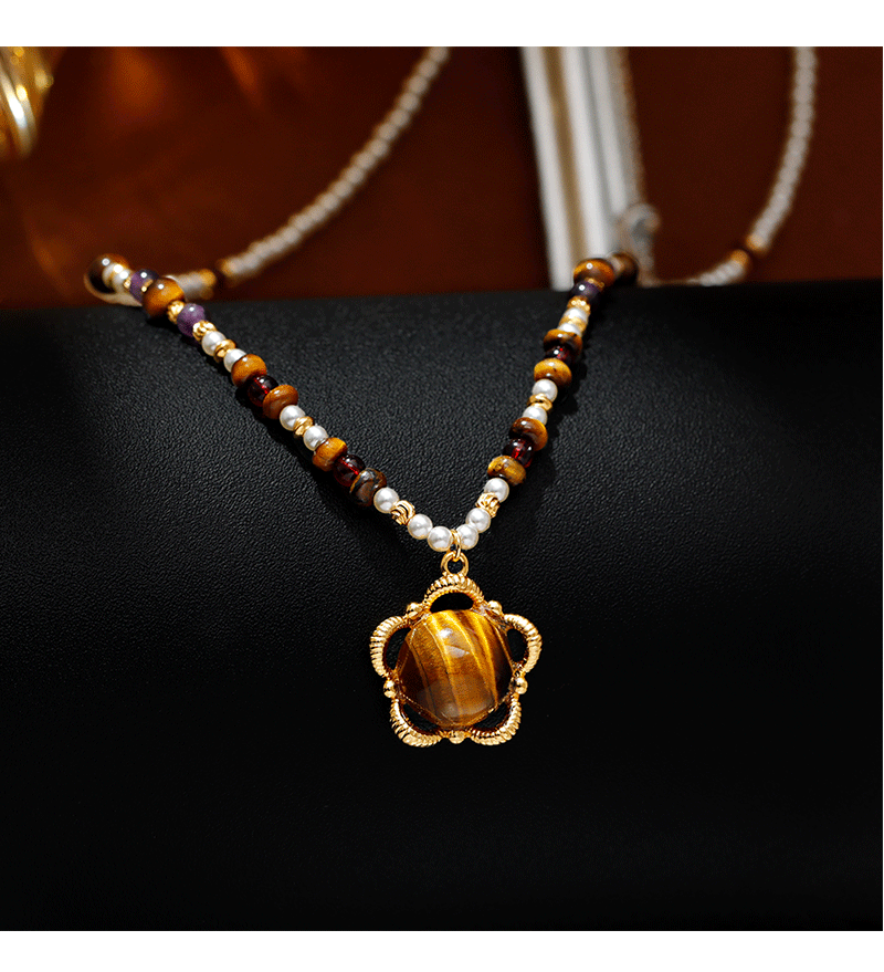 Hyacinth melard piedra ojo de tigre colgante collar mujer moda luz lujo nicho diseño sentido clavícula cadena collar suéter cadena pic 7