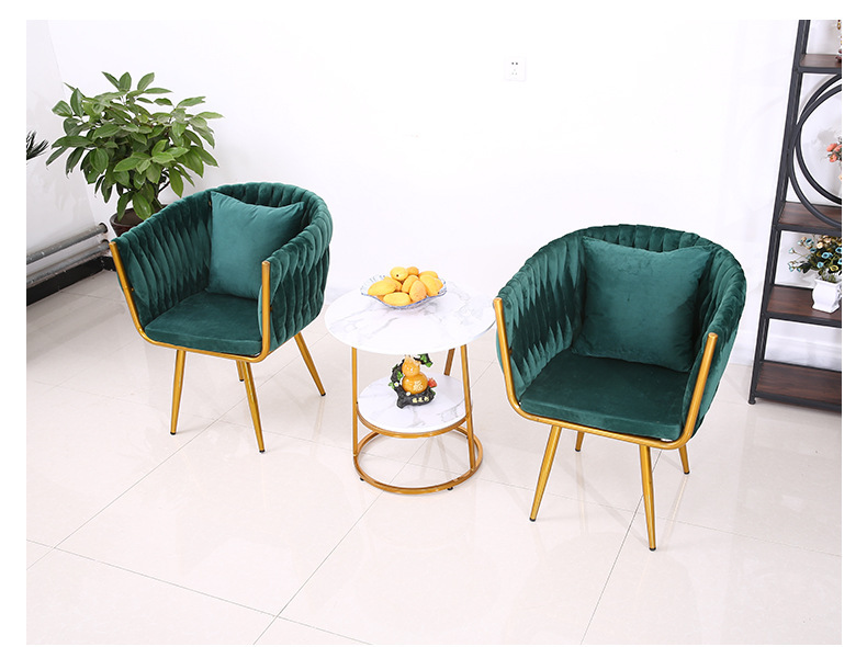 北欧风家用餐椅家具铁艺绒布靠背座椅西餐厅咖啡厅休闲设计师桌椅详情11