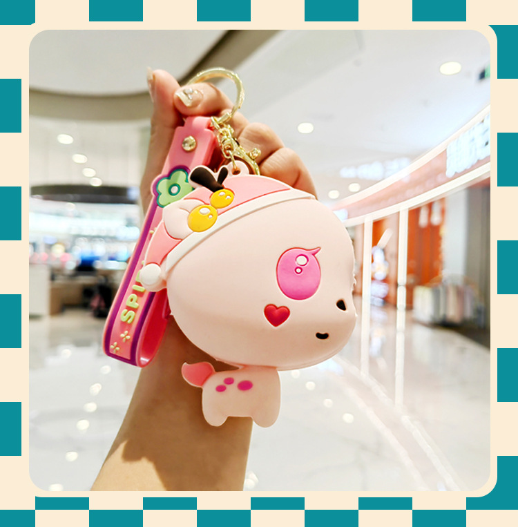 硅胶迷你圣诞鹿零钱包钥匙扣可爱男女生随身收纳包书包配饰实用品详情12