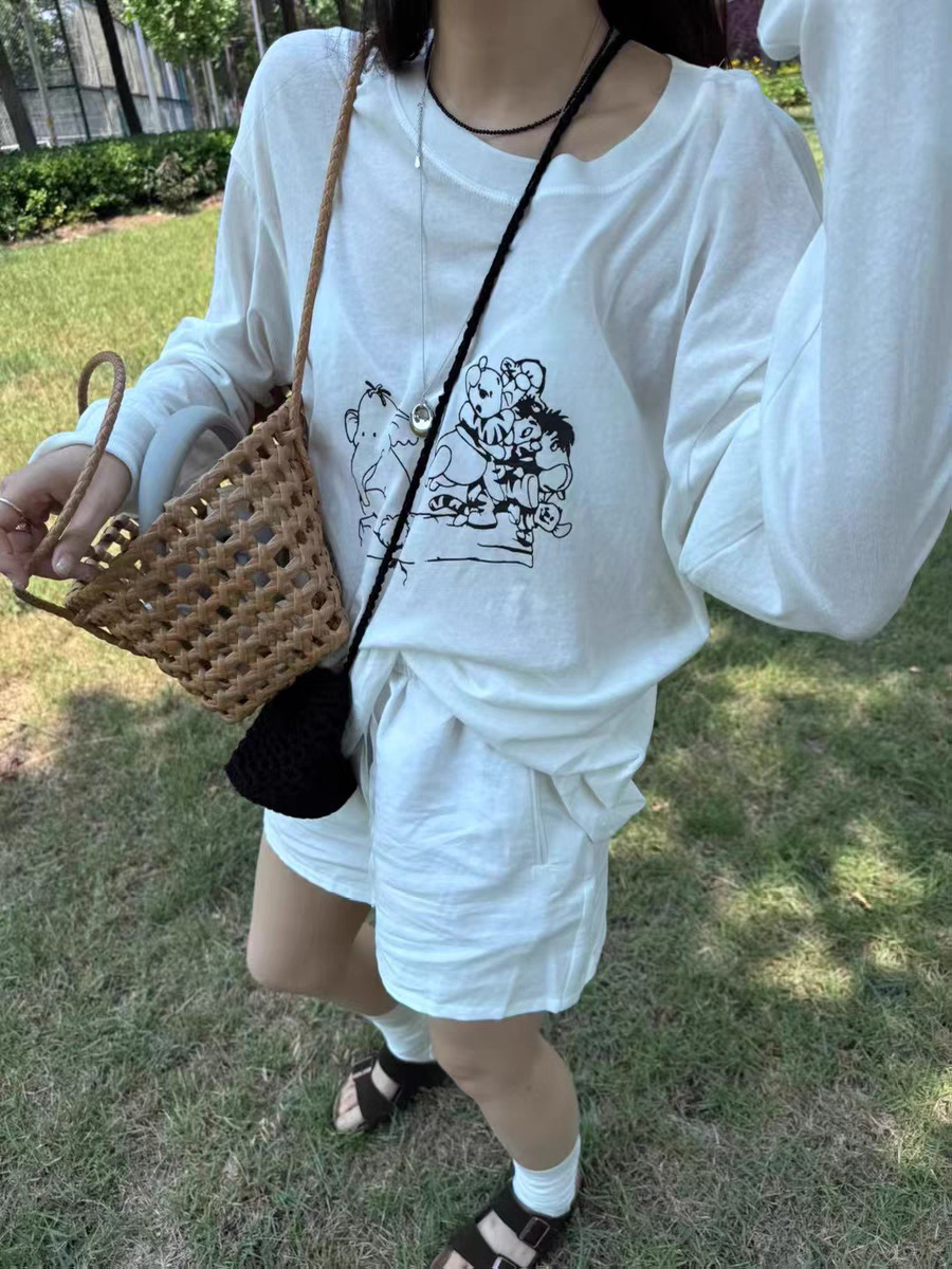 In stock 2025 summer new style, Dongdaemun, South Korea, round-neck super cute cartoon print sun protection long-sleeved T-shirt top for women pic 28