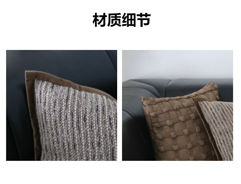 棕色系侘寂风简约条纹宽边抱枕腰枕客厅沙发靠垫家纺靠枕套样板间布艺 pic 4