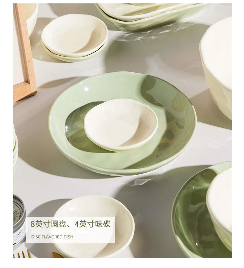 Underglaze cream style ceramic tableware, light luxury home use, high appearance level bowl, plate, vegetable plate DIY combination bowl and chopstick set pic 22