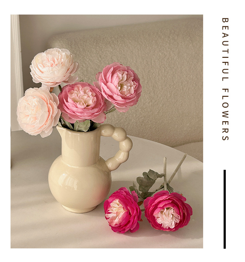 露莲仿真花假花摆设花束客厅餐桌装饰品花艺摆件洋牡丹花高档插花详情12