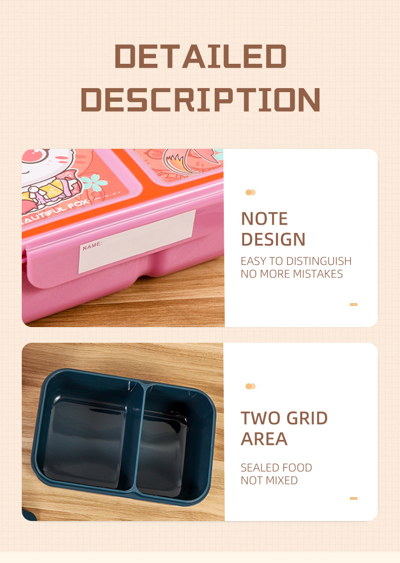 2025跨境新款卡通可爱高颜值餐盒儿童学生户外野餐密封便当饭盒详情8