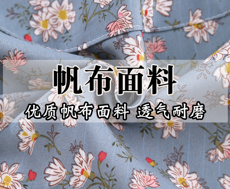 【持嘉】碎花帆布背带圆点围裙厨房清洁用品防污家用围腰详情1