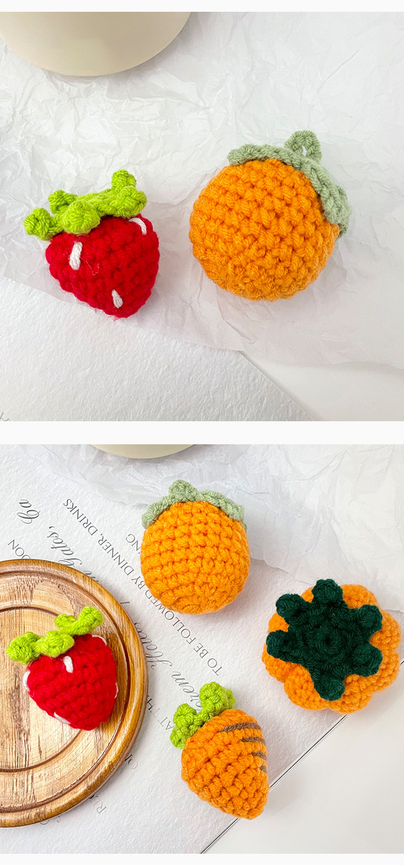 小红书同款可爱卡通发夹配件手工编织毛线发箍水果夹钥匙扣配件详情14