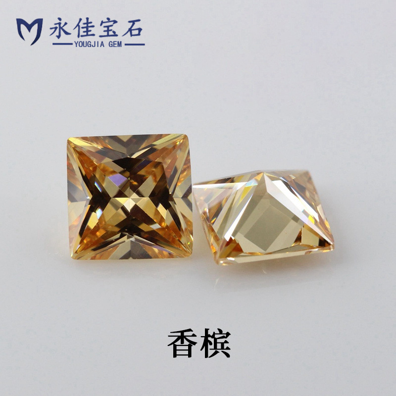 永佳宝石正方形直角车花锆石尖底人造公主方CZ合成裸石2*2~7*7mm详情1