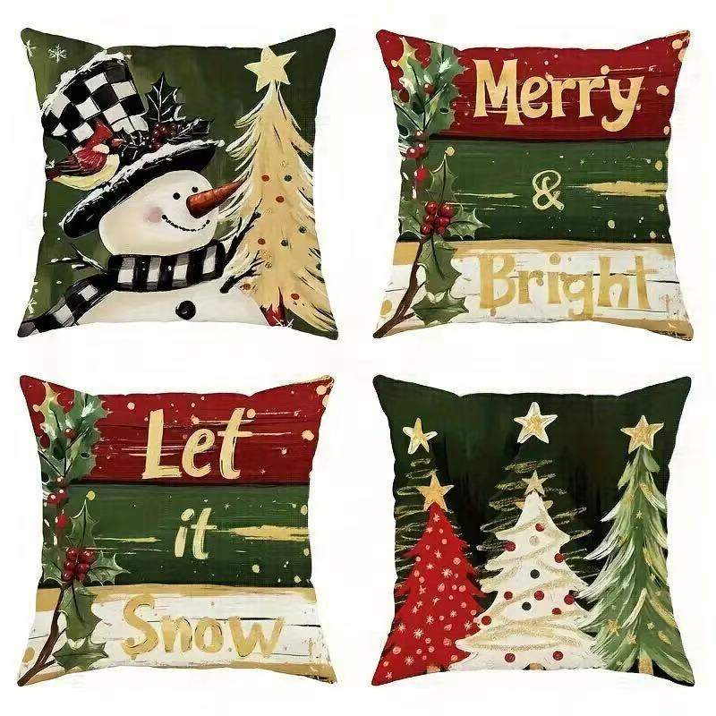 Cross-border bestseller Christmas tree print pillowcase, Christmas snowflake decorative pillowcase, new living room home pillowcase pic 12