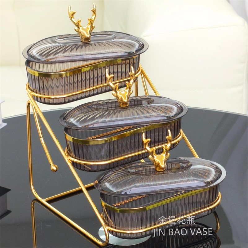 轻奢高颜值玻璃果盘商用水果拼盘家用创意分格干果盒小吃零食盘详情33