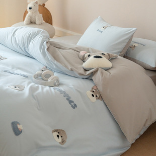 Class A, mother and baby grade, 100 all-cotton three-layer jacquard four-piece set, pure cotton quilt cover, bed sheet, bed cover, washed cotton products for winter pic 11