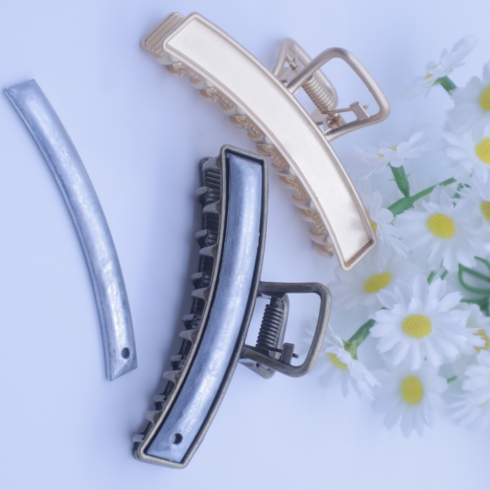 Zinc alloy semi-bent grab clip, ponytail clip, fine leather veneer, intangible cultural heritage Song brocade hair accessory, diy jewelry accessory wholesale pic 3