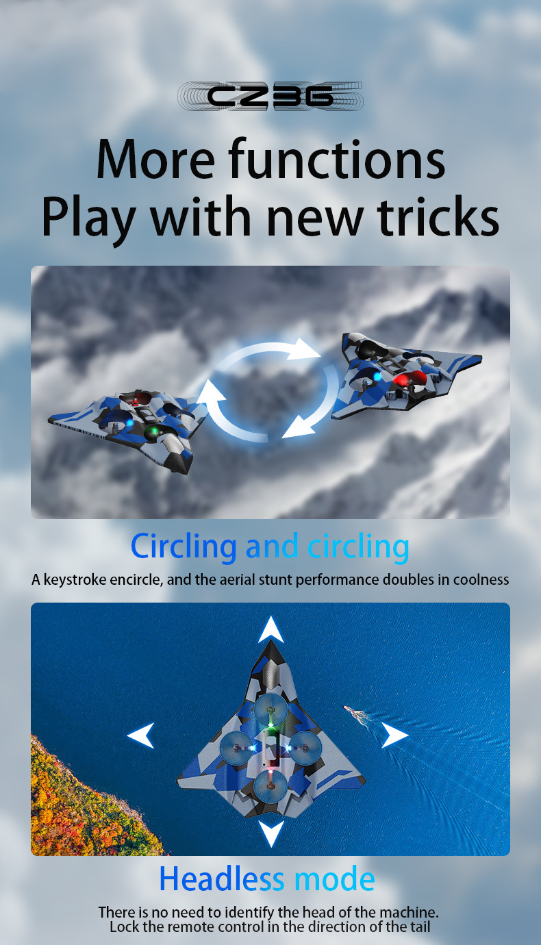 跨境CZ36四轴无人机2.4G固定翼泡沫飞机儿童户外玩具遥控飞机详情8