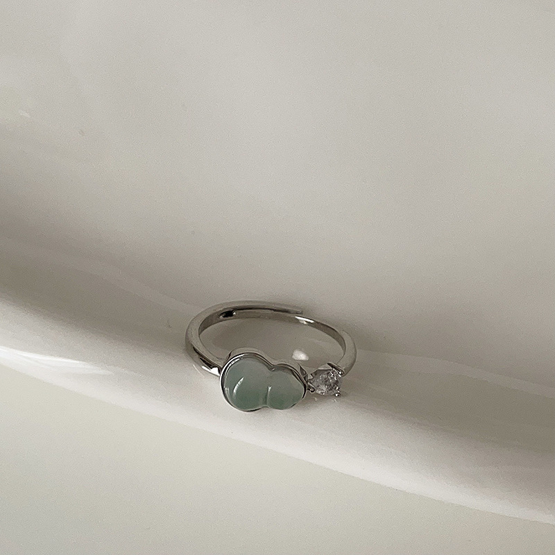 新中式清冷感玉髓葫芦水滴戒指女个性轻奢复古优雅百搭指环戒子详情12
