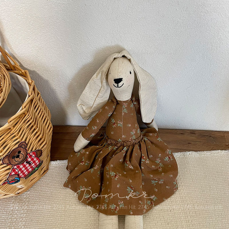 新款韩系碎花裙兔兔手工棉麻儿童安抚玩具ins居家摆件生日礼物女详情7