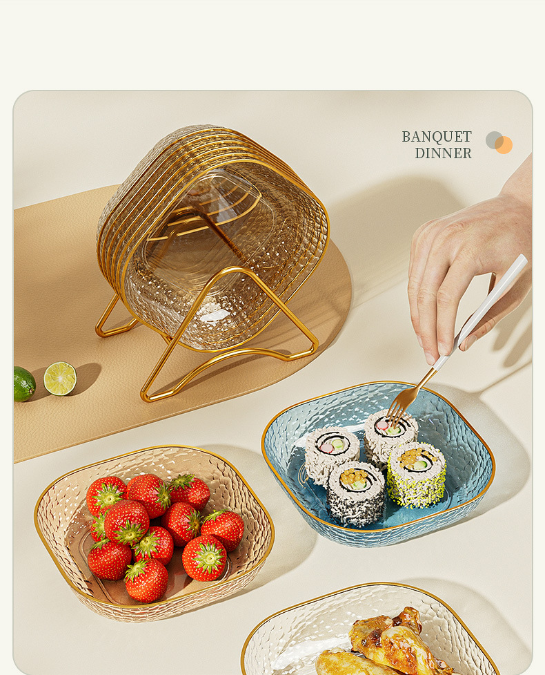 Bone-spitting plate, a home-use light luxury transparent small plate, food-grade table fruit and snack plate, the original manufacturer of bone-spitting plate pic 14