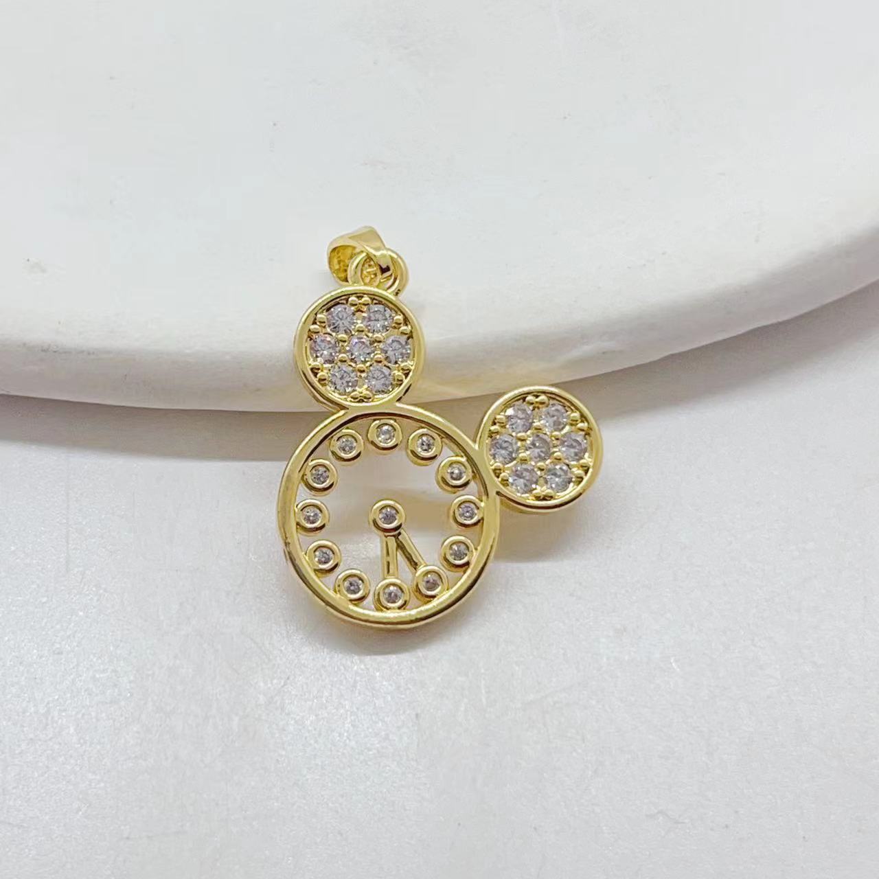 European and American copper-plated real gold slightly inlaid zircon bear head bracelet pendant DIY accessory pic 6