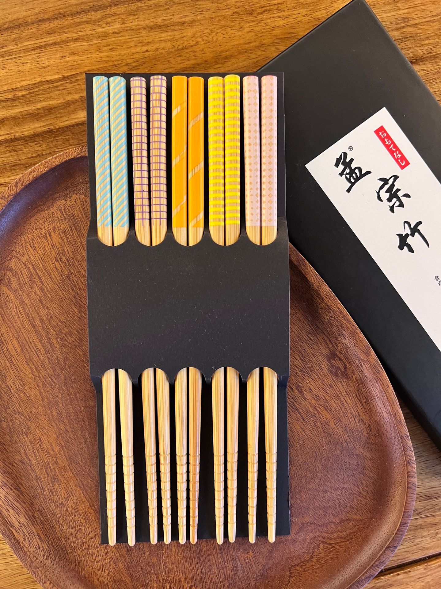 日式印花筷，彩虹条竹筷，防滑家用筷，批发筷，新款筷子详情2