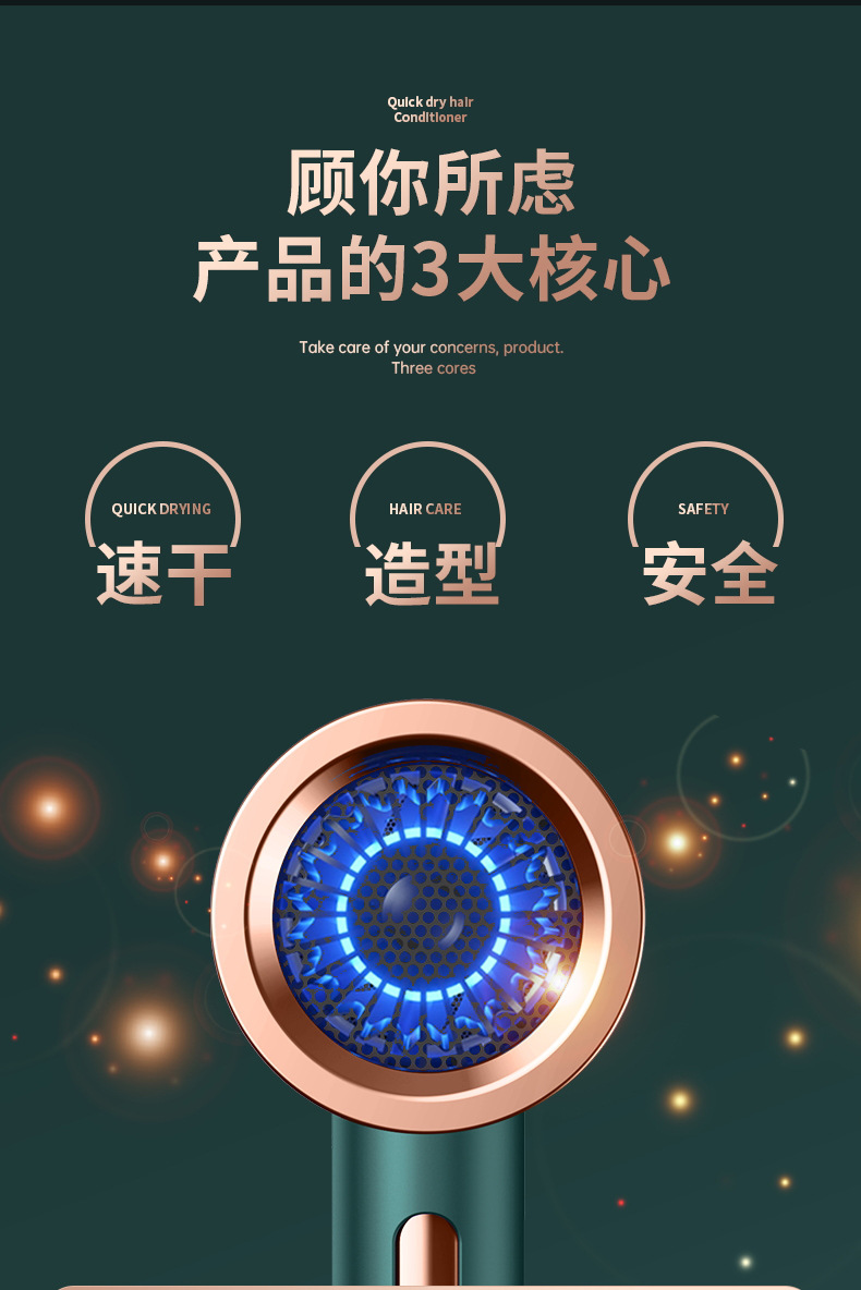跨境电商电吹风机家用蓝光冷热风大功率宿舍学生发型师专用吹风筒详情6