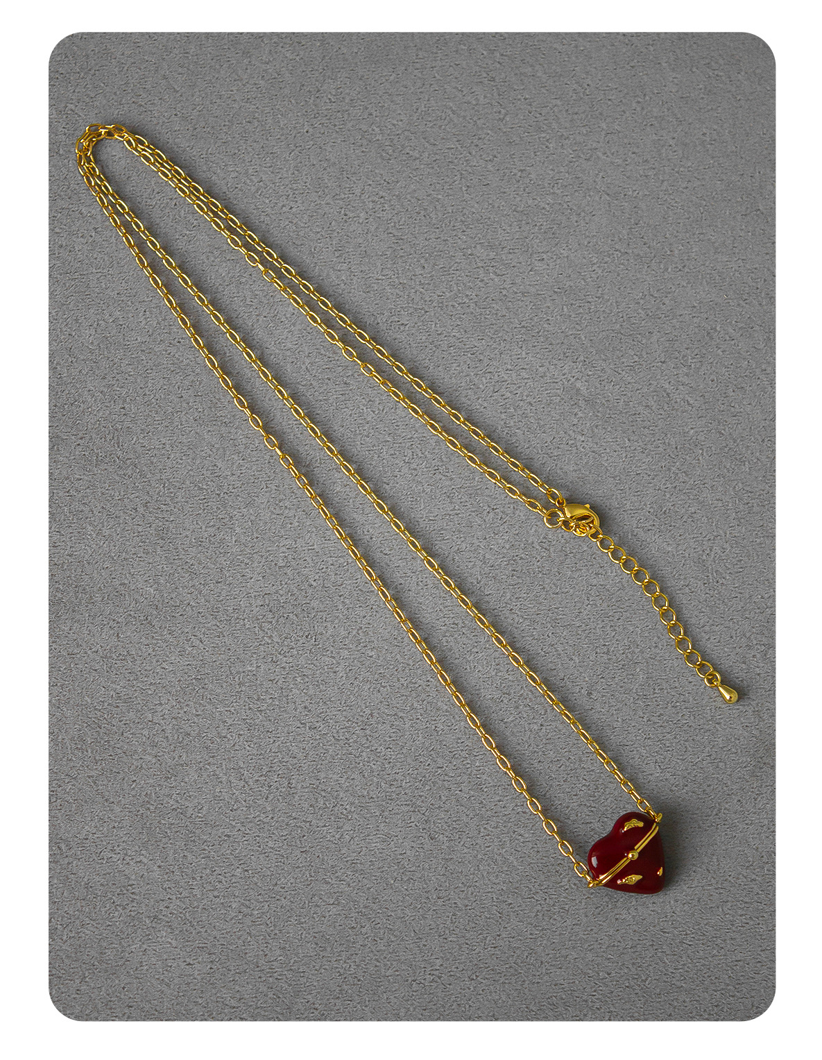 HY家遗憾系列爱心珐琅盒子项链 小众开合立体滴釉桃心长款毛衣链详情8