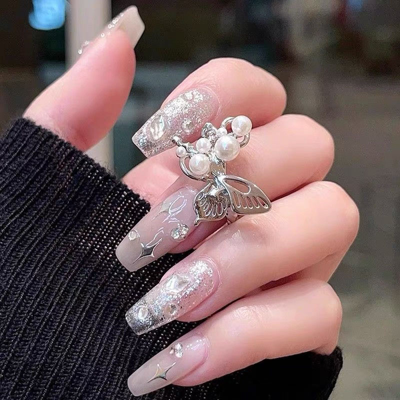 2025甜美蝴蝶戒指女温柔优雅气质珍珠开口指环时尚叠戴ins小众详情2