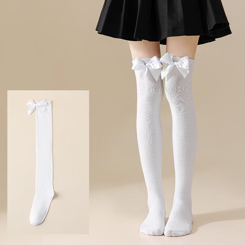 跨境圣诞节过膝袜蝴蝶结毛球长筒袜条纹袜圣诞绿白斜条纹长筒袜详情17