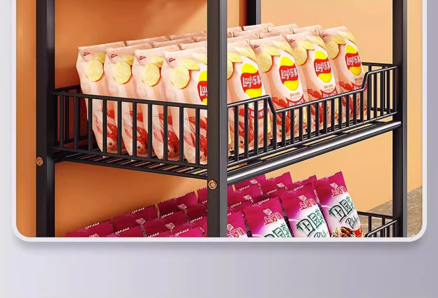 零食多层收纳置物架超市货架便利店移动展示架饮料食品玩具收纳架详情17