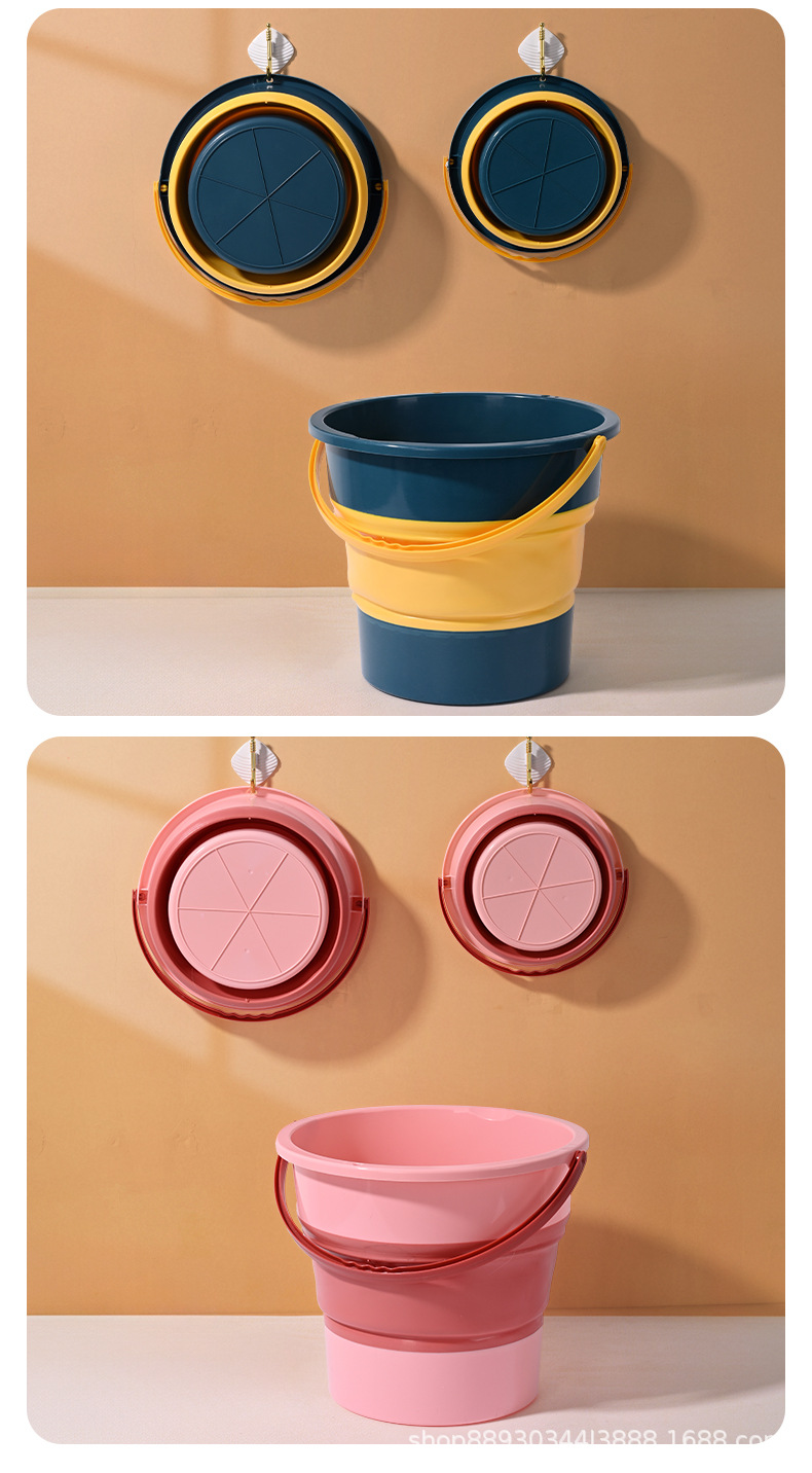 【工厂直销】家务清洁户外折叠水桶宿舍手提塑料水桶泡脚桶时尚桶详情15