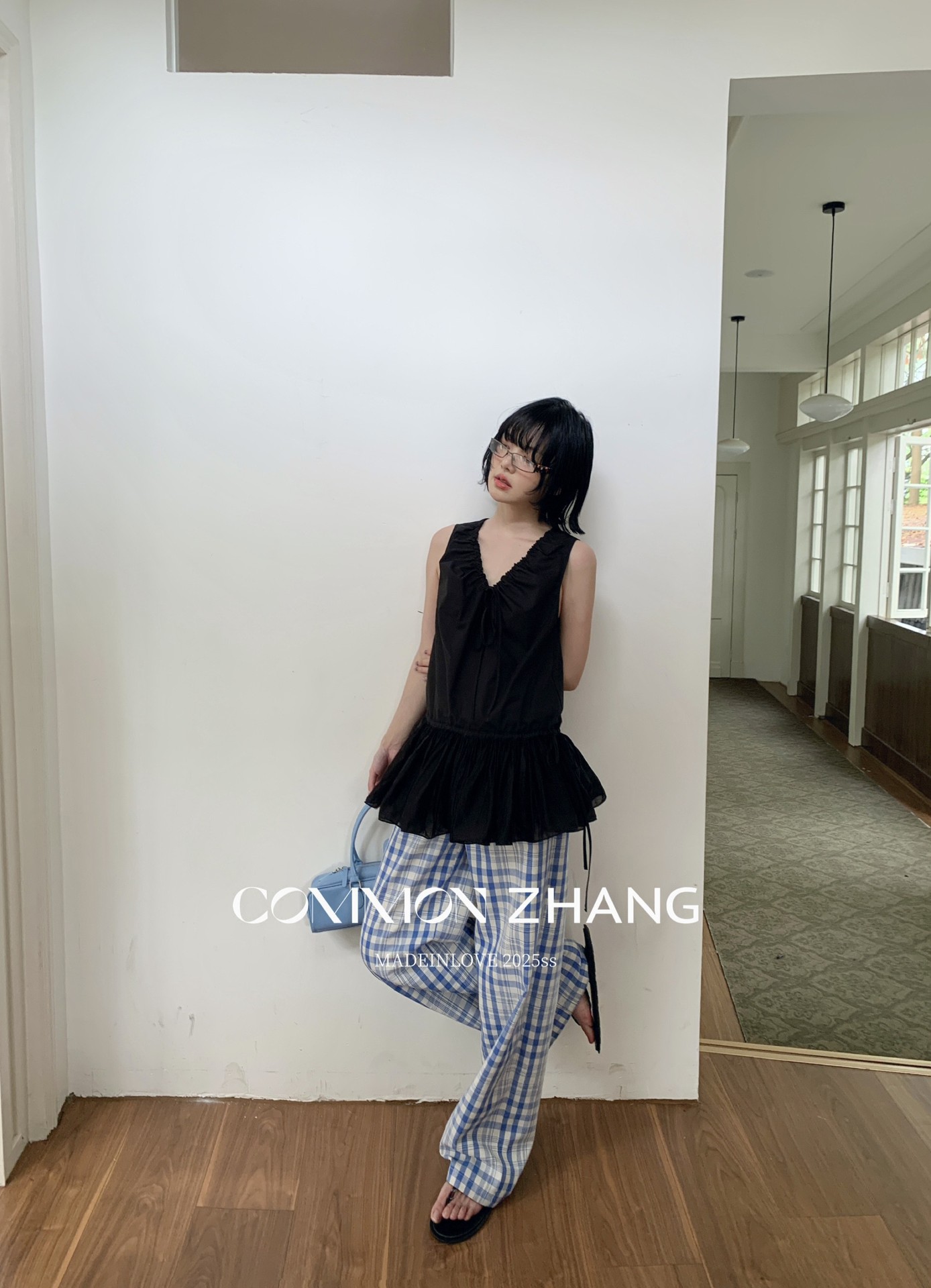 CZ ZHANG Summer French mint Manbo V-neck lace-up Youthful A-line puffed vest dress for women, B23782 pic 35