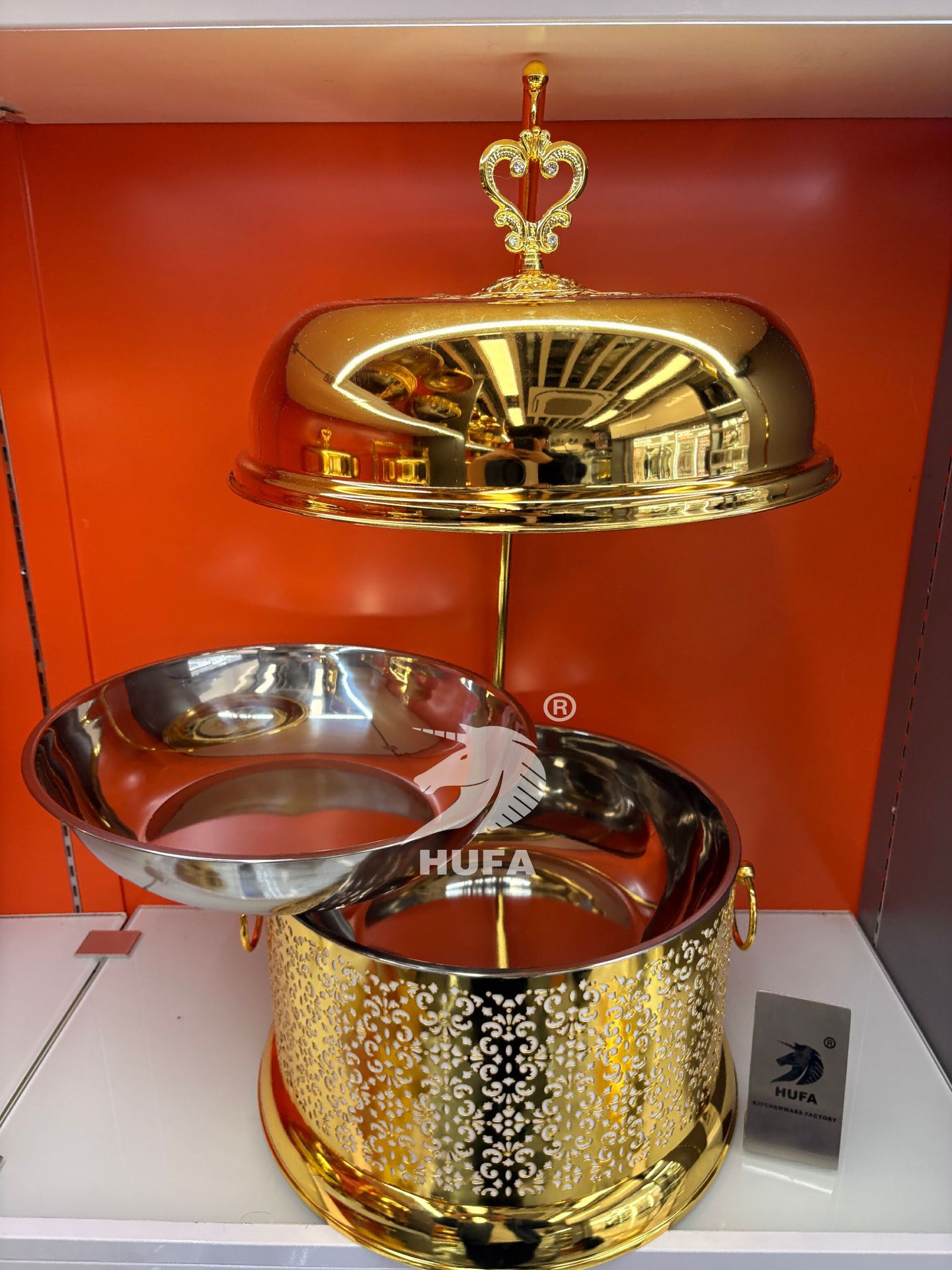 跨境不锈钢金色吊挂餐炉酒店自助餐炉布菲炉hanging chafing dish详情5