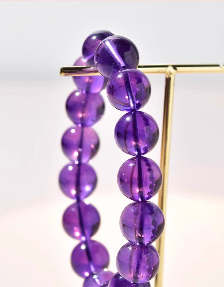 紫水晶手串女男玛瑙玉髓翡翠宝玉石散珠子乌拉圭紫晶东海水晶手链饰品手饰手链详情14