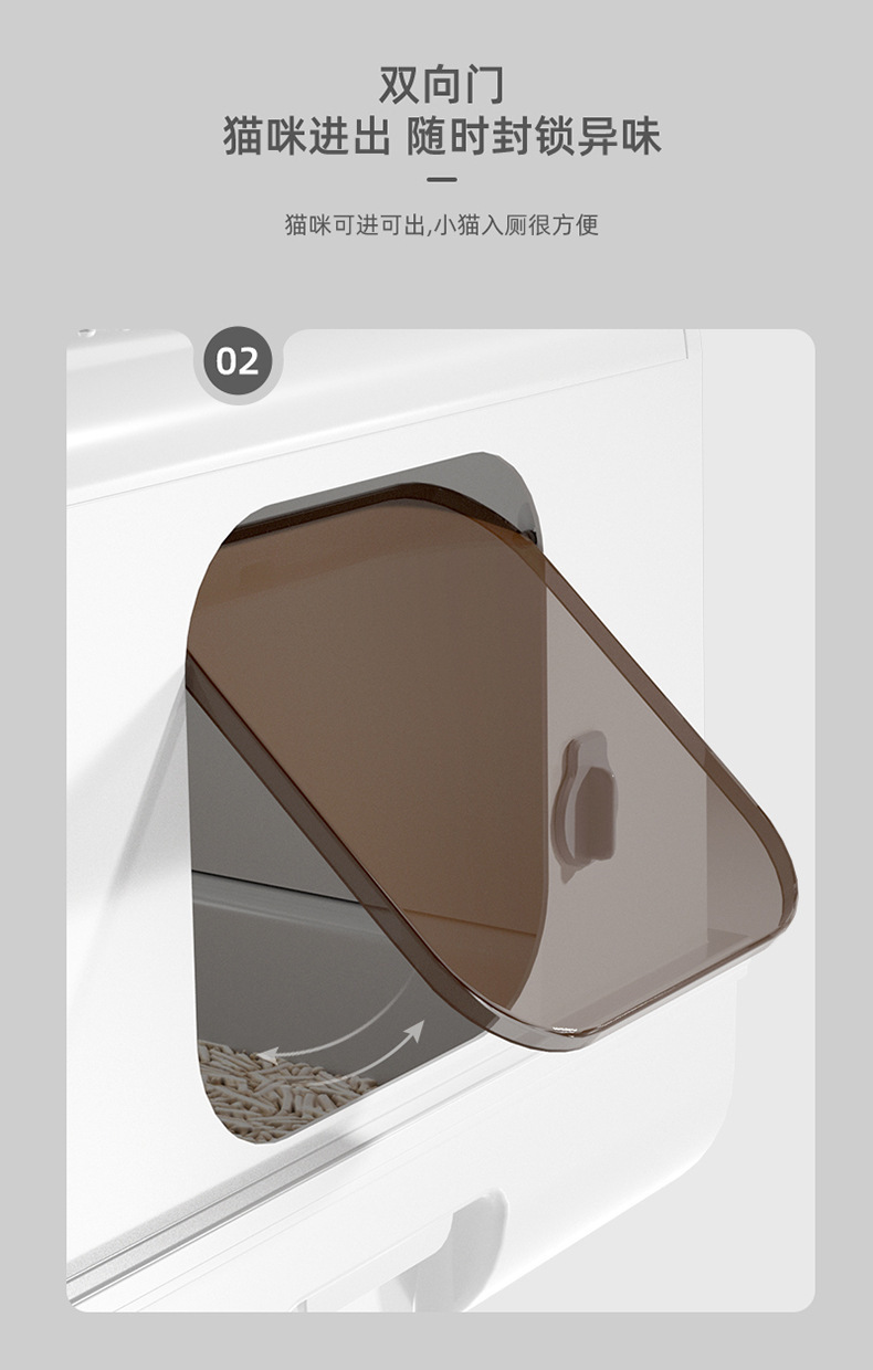 新款智能除臭猫厕所超大号顶入式防外溅抽屉全封闭特大猫砂盆跨境详情14