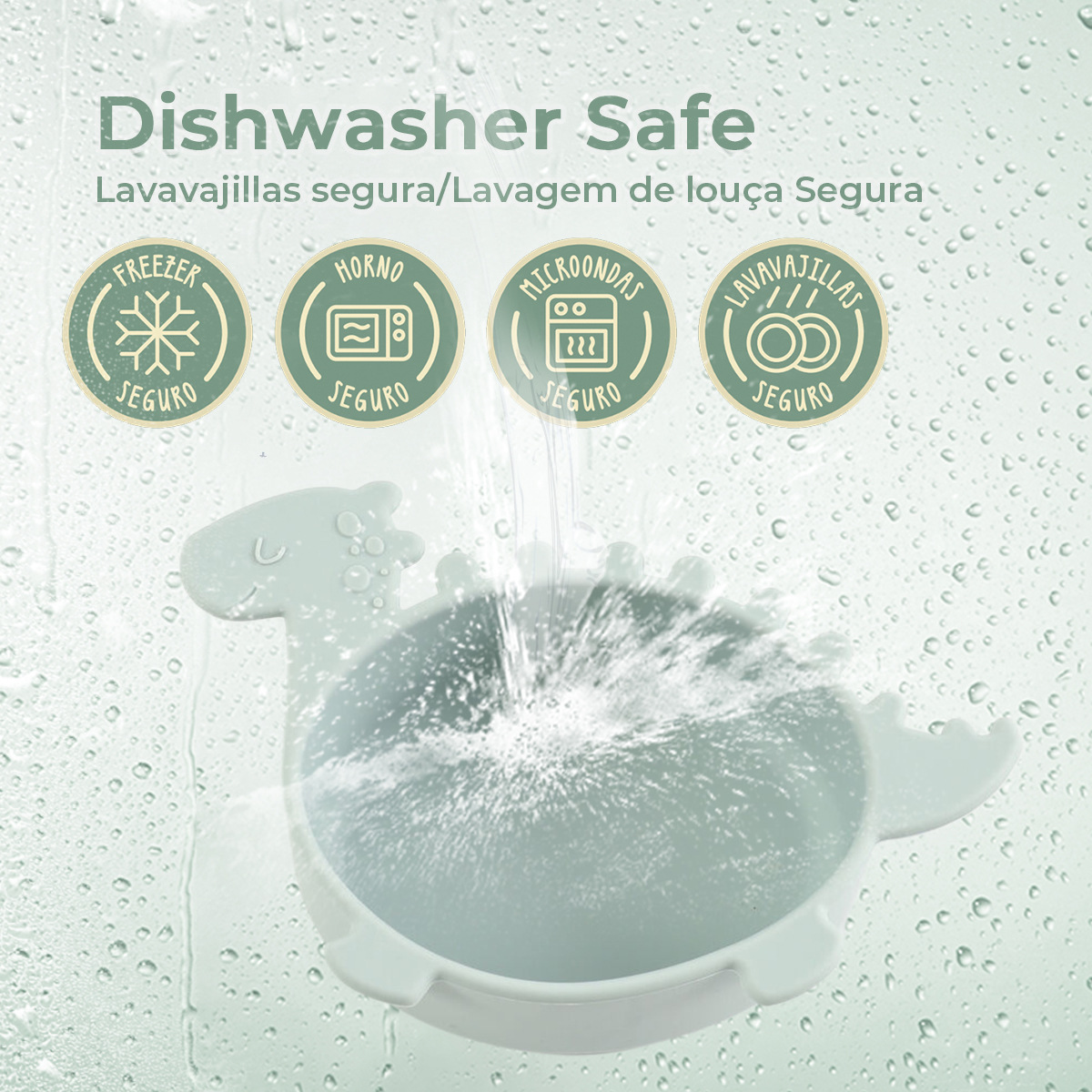 恐龙碗宝宝辅食碗婴童用品食品级硅胶家用幼儿园吃饭训练辅食餐盘详情2