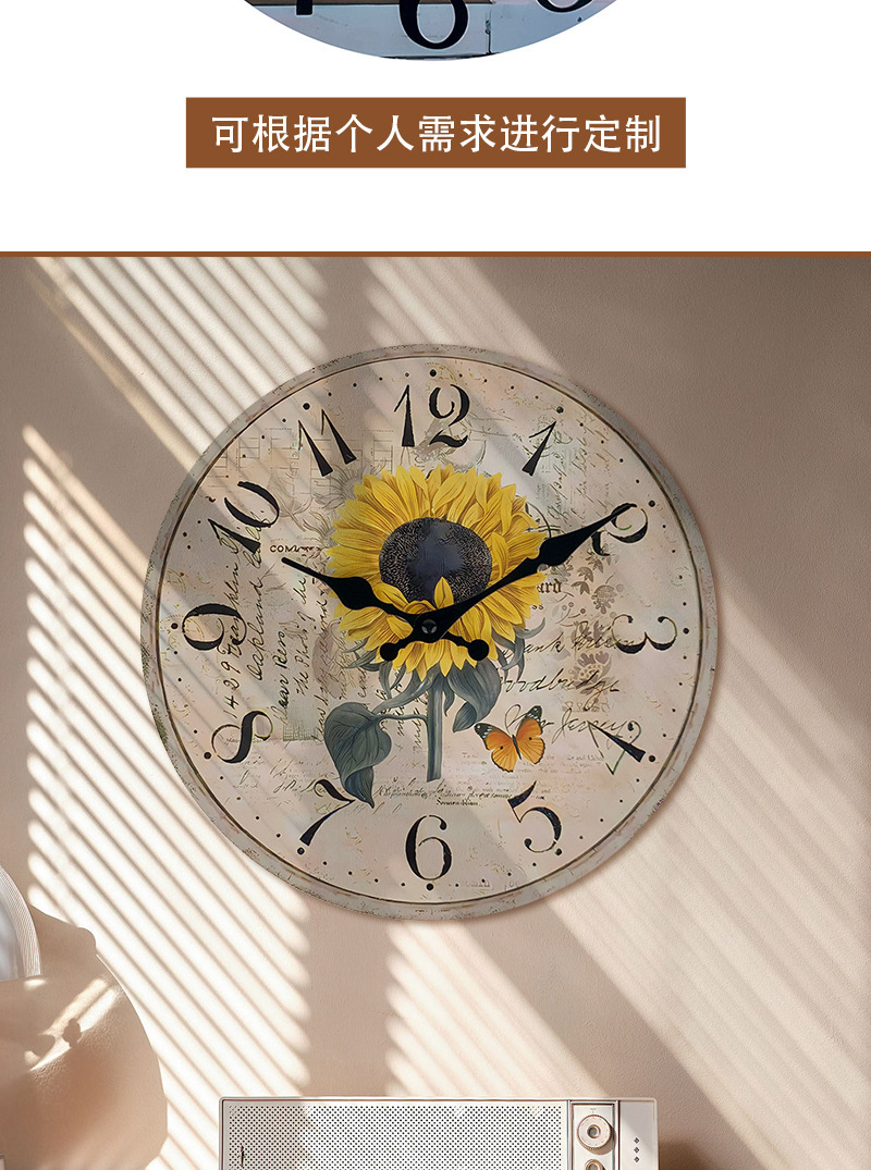 10-inch manufacturer wholesale cross-border best-selling creative cartoon personalized wooden wall clock MDF silent decorative clock pic 7