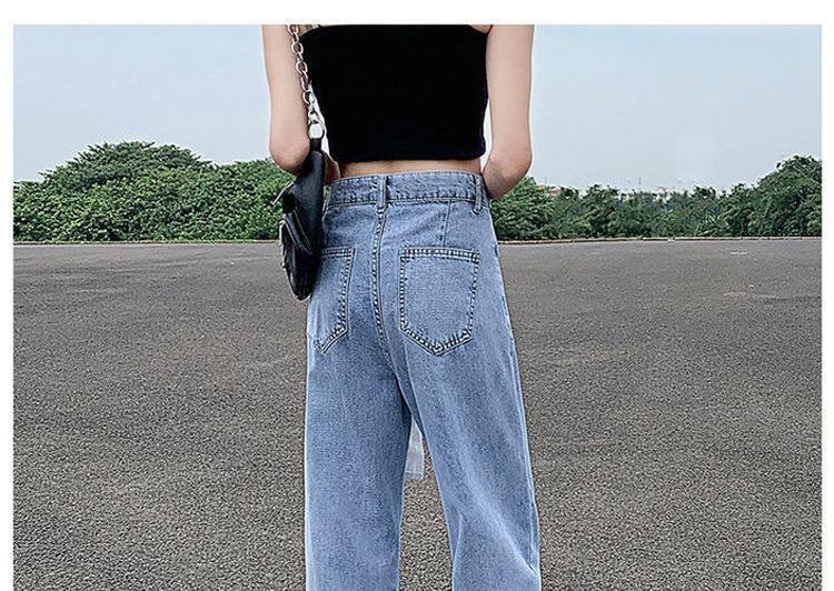 阔腿牛仔裤女网红高腰2025年春夏新款多扣可调直筒宽松垂感拖地裤详情12