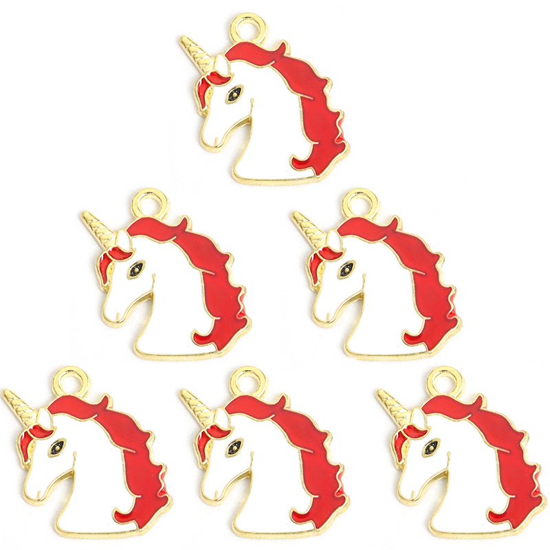 时尚卡通独角兽滴油合金挂件DIY饰品配件手链项链耳环钥匙扣吊坠详情14