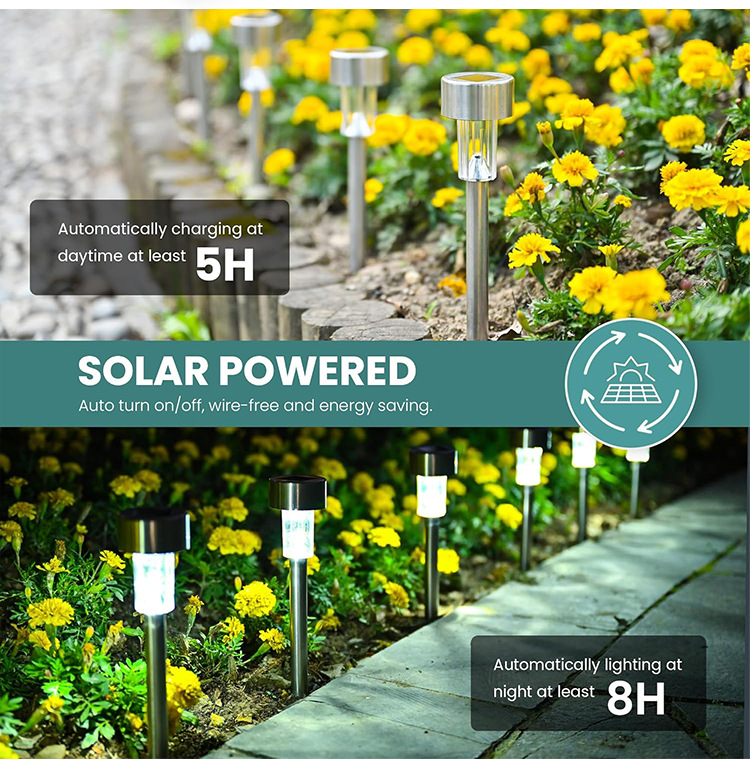 Cross-border solar stainless steel small tube lamp, outdoor waterproof courtyard ground insert lamp, garden landscape solar lawn lamp pic 10