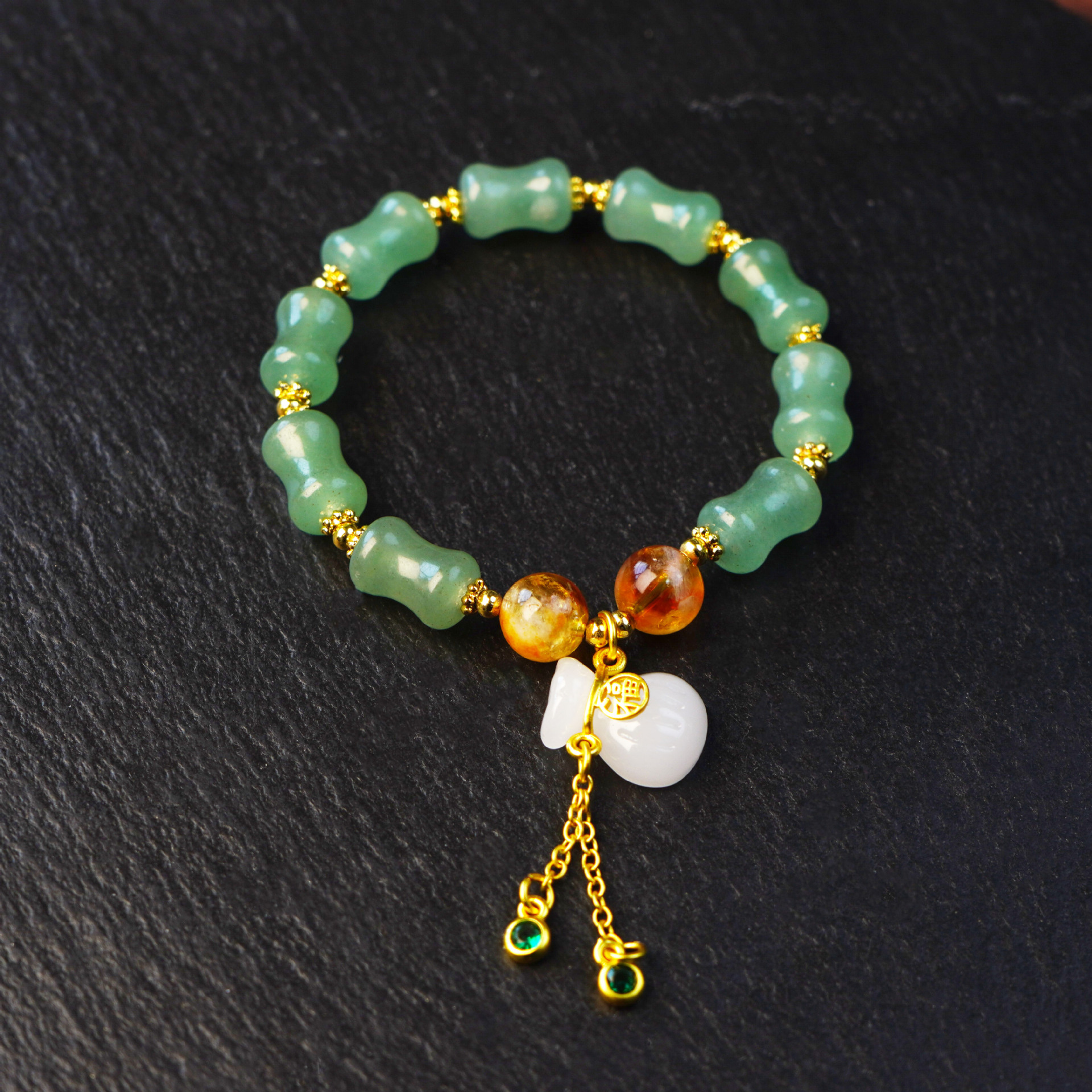 New natural golden thread jade Joint promotion bracelet for women, Tianshan Green Bamboo joint money bag bracelet, jewelry for women who have passed the college entrance examination pic 2