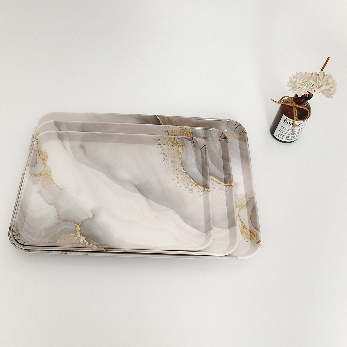 运隆创意花色塑料长方形托盘 盘子餐盘茶盘 水果托盘日用百货置物盘 美观实用托盘详情2