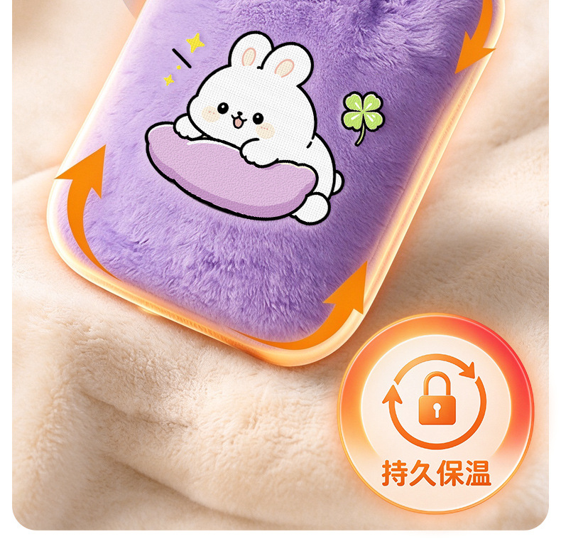 Water-filled hot water bag, cartoon and cute for warming the belly, explosion-proof hot water bag, hot compress hand warmer, skin-friendly rabbit flu-like foot warmer pic 6