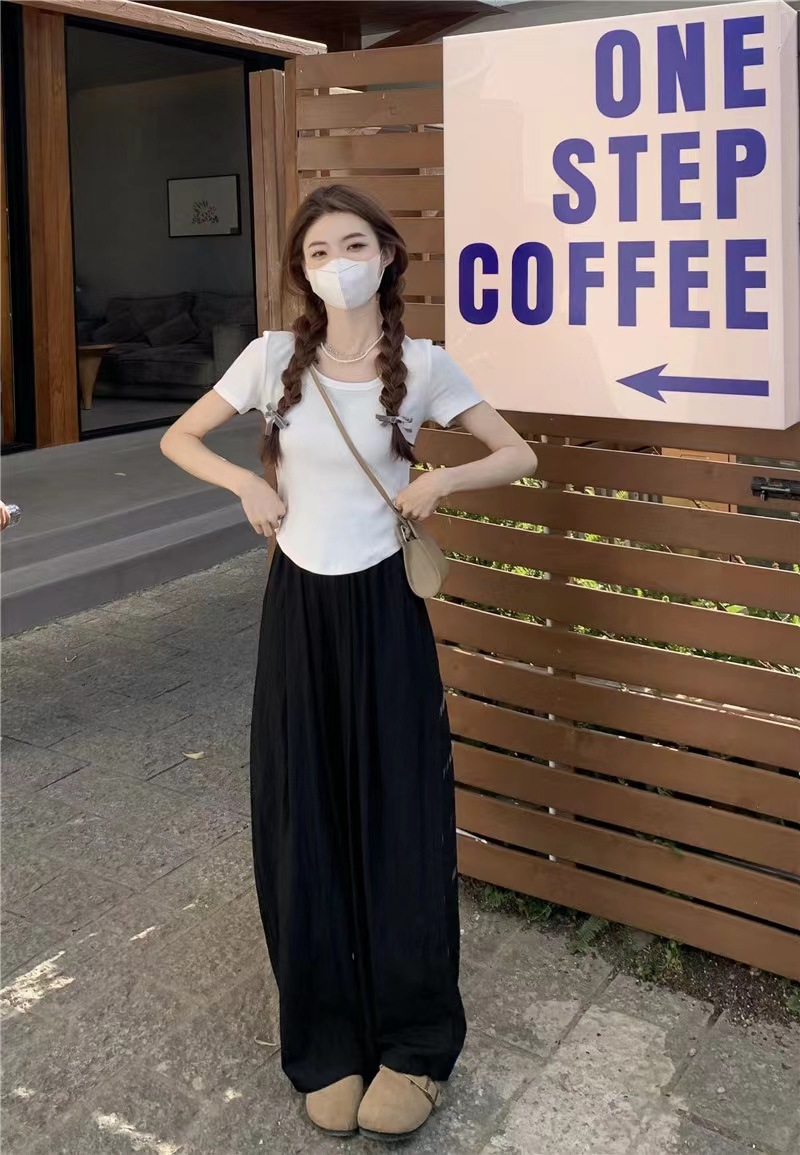 宽松褶肌理感天丝阔腿裤女山本裤夏天遛弯抖抖裤休闲日系慵懒风详情22