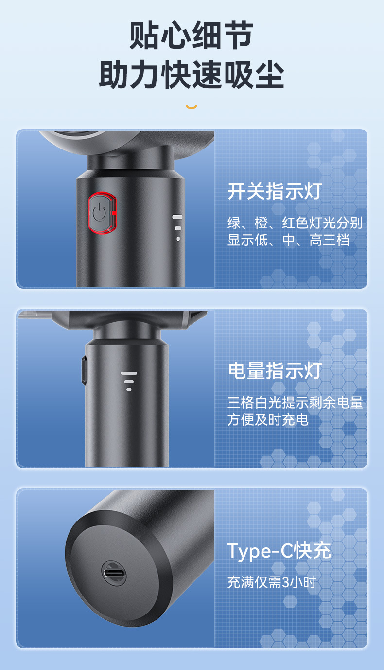 车载吸尘器无线电量显示便携无刷电机家用手持除尘器吹尘机跨境详情14