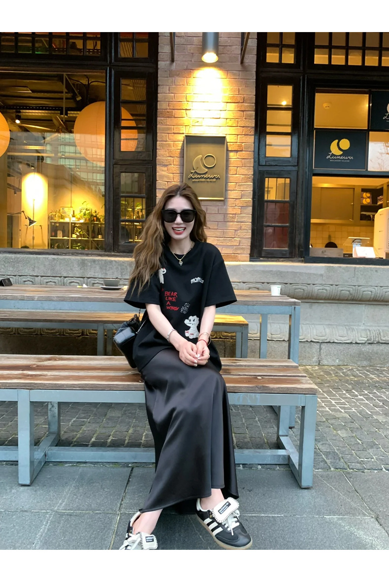 Purple high-end acetate satin half skirt for women, autumn flowing and flowing long dress, slimming A-line fishtail skirt pic 17